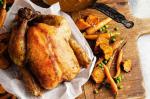 British Roast Chicken With Vegie Tray Bake and Cider Gravy Recipe BBQ Grill