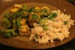 Thai Thai Tofu Wred Curry Sauce over Coconut Scallion Rice Dinner