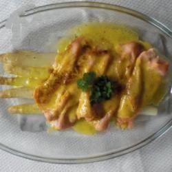 American Asparagus with Salmon and Orangebutter Sauce Appetizer