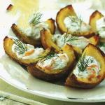 Potatoes Baked with Smoked Salmon and Dill recipe