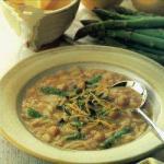 American Soup with Cieciorki Orzo and Asparagus Appetizer