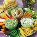 American Crudites with Three Dips Auces Appetizer