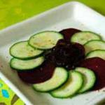 American Vegetarian Carpaccio with Beetroot Zucchini and Caramelized Red Onion Appetizer