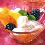 Italian Salad of Blackberries Lychee and Cream of Yogurt Dessert