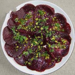 American Carpaccio of Beet Bearings with Pistachios Appetizer