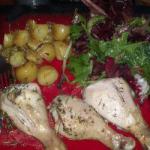 British Chicken Drumsticks with the Young Potatoes Appetizer