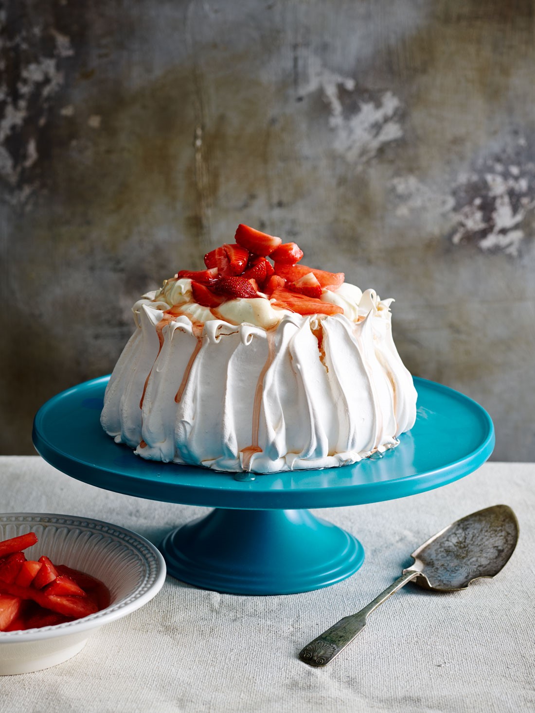 American Pavlova with Vanilla Yoghurt Watermelon and Strawberries Appetizer