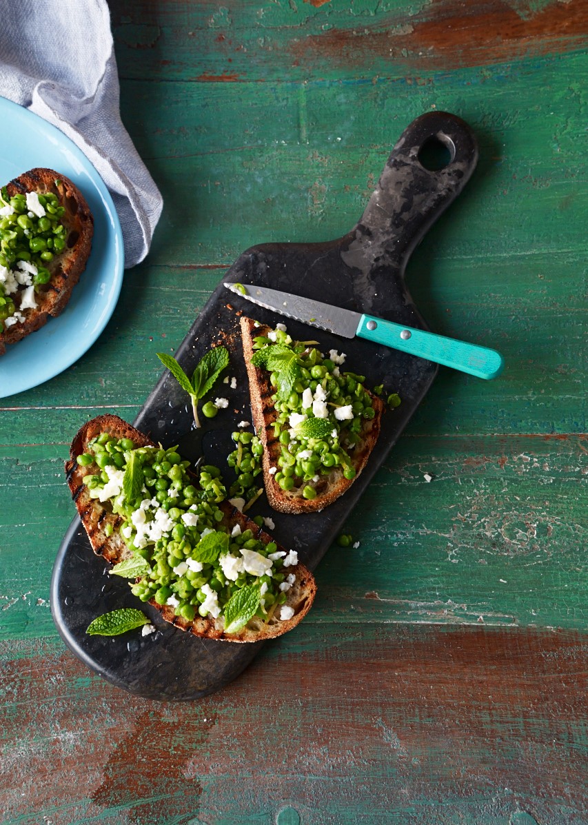 American Pea Mint and Feta Crostini Appetizer