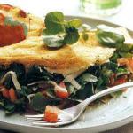 American Omelet of Watercress Cheddar Cheese and Tomato Appetizer
