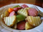 American Smoked Sausage Taters Peppers and Onions Country Style Appetizer