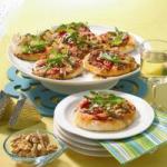 American Mini Pizzas with Gorgonzola Walnut and Cherry Tomatoes Appetizer