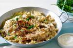 Indian Indian Spiced Rice With Chicken Crispy Onions And Saffron Recipe Dessert
