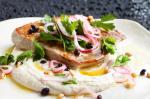 British Tuna Steaks With White Bean Puree And Currant And Pine Nut Salad Recipe Dinner
