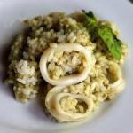 Italian Risotto Dishes with Squids and Pesto Appetizer