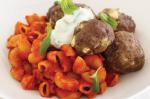 American Greek Meatballs With Pasta And Tzatziki Recipe Dinner