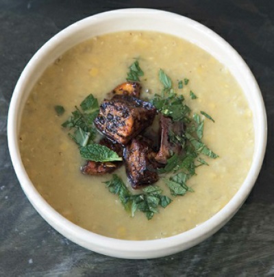 Turkish Red Lentil Soup With Minted Eggplant Soup