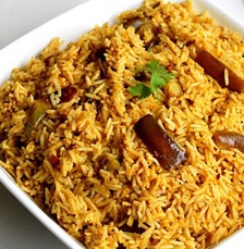 Indian Vaangi Baath brinjal Rice Dinner