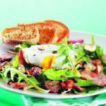 Salad of Dandelions on Bacon and Poached Eggs recipe