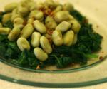 French Sauteed Spinach and Fava Beans Appetizer