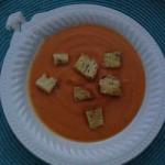 American Pumpkin Soup with Parmesan Cheese Croutons Appetizer