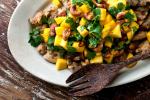 American Black Pepper Chicken Thighs With Mango Rum and Cashews Recipe Appetizer