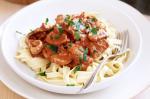 British Diabetesfriendly Pork Stroganoff With Fettuccine Recipe Dinner