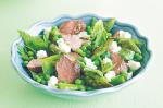 American Lamb With Pea Asparagus Goats Cheese And Mixed Herb Salad Recipe Appetizer