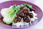 Chinese Five Spice Meatballs With Plum Sauce and Asian Greens Recipe Appetizer