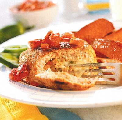 Canadian Turkey Burgers Stuffed With Chiles And Cheese BBQ Grill