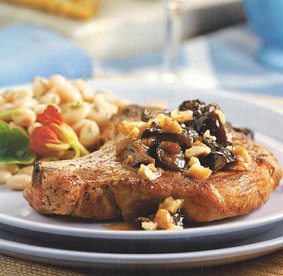 Canadian Pork Chops With Apple Cider Walnuts And Prunes Appetizer