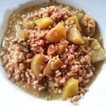 American Soup of Pearled Barley Potatoes and Artichokes in Pressure Cooker Appetizer