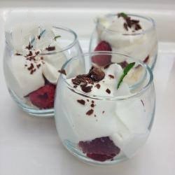 American Simple Raspberry Dessert with Cream and Meringue Dessert