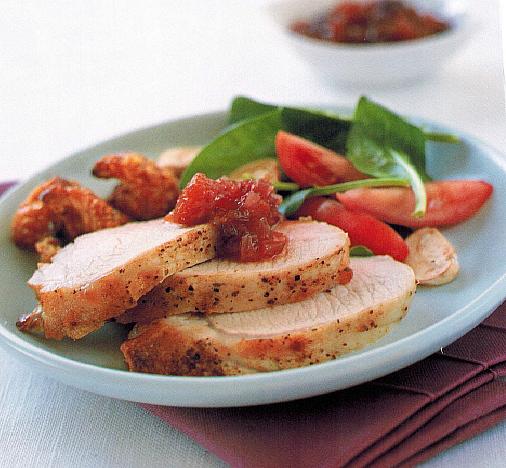 Indian Pork Loin with Fresh Peach Chutney Dinner