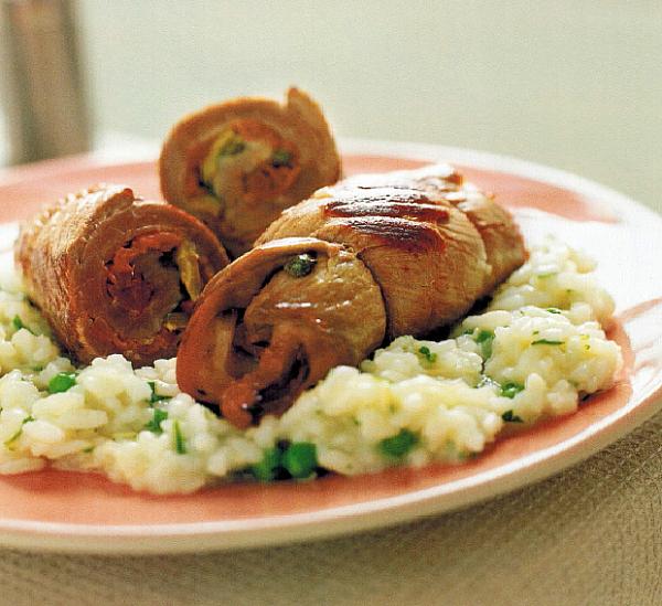 Italian Veal Braciole with Rice and Peas Dinner