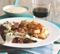 Greek Greek Lamb with Skordalia and Roasted Potatoes Dinner