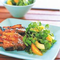 Haitian Margarita Marinated Pork Chops with Orange Watercress Salad Dinner