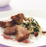 Australian Pork Tenderloin with Cranberry Stuffing and Red Wine Sauce Dinner