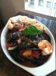 American Mussels Clams and Shrimp in Spicy Broth Dinner