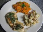 American Panseared Cod With Basil Sauce Dinner