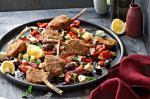 British Crumbed Lamb Cutlets With Roast Greeksalad Vegetables Recipe Dinner