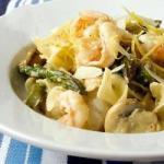 American Noodles with Green Asparagus and Prawns Appetizer