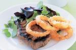 British Rump Steak With Battered Onion Rings and Horseradish Mayo Recipe Dinner