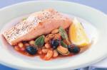 British Barbequed Salmon With Tomatoes And Beans Recipe Dinner