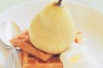 British Orange and Cinnamon Pears With Waffles Recipe Dessert