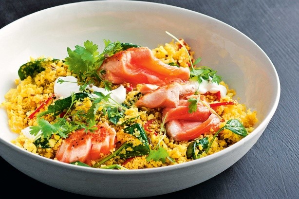 Indian Indian Spiced Cauliflower Pilaf With Salmon Recipe Appetizer