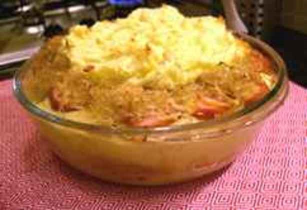 American Hot Dog Potato and Sauerkraut Bake Dinner