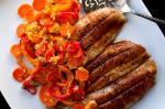Panseared Mackerel With Sweet Peppers and Thyme Recipe recipe