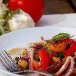 American Warm Salad of Squid and Vegetables Dinner