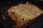 American Cheesy Layered Ground Beef and Pasta Casserole Dinner