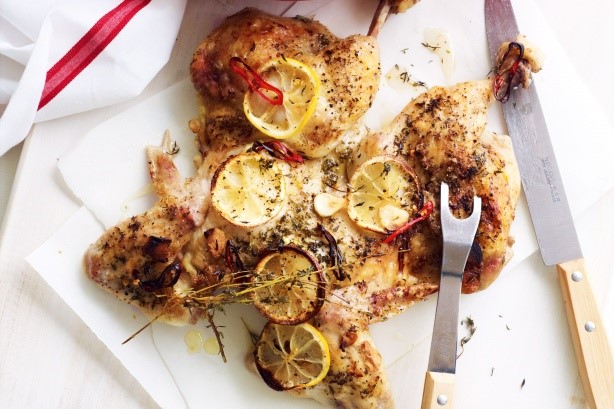 Italian Flatroast Chicken With Lemon And Herbs Recipe Dinner